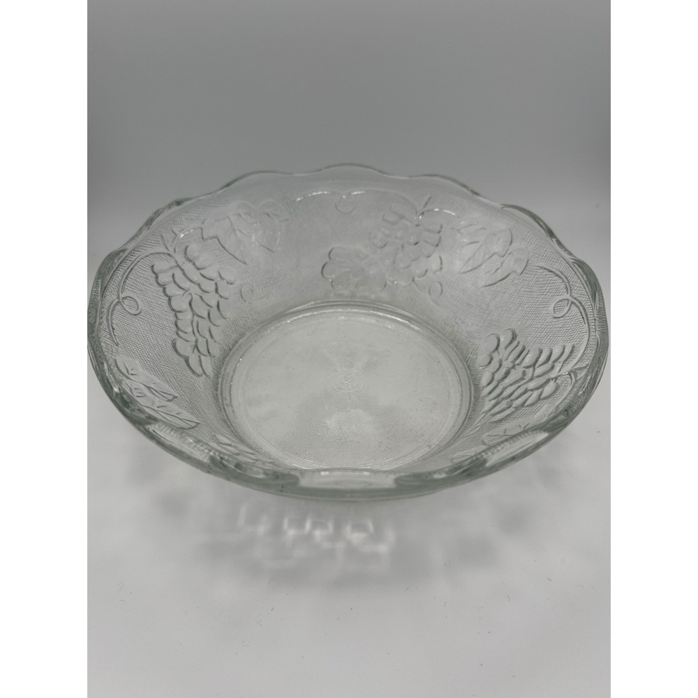 Vintage KIG Indonesia Scalloped Serving Bowl Vintage Grape Pattern